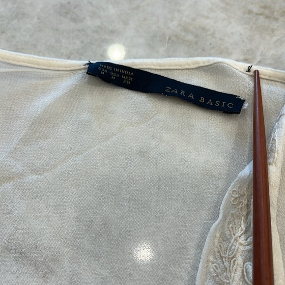 Zara | White Drop Waist Cottagecore Slip Dress | Ivory | Medium - Picture 12 of 13